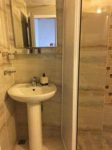 ArdinoCozy Home in Ardino的浴室配有白色水槽和淋浴。