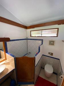 乌图罗阿Bellevue Raiatea的一间带卫生间和水槽的浴室
