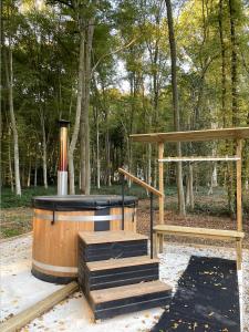 Bonneuil-les-EauxDomaine de Bonneuil的一座木结构公园内的热水浴池