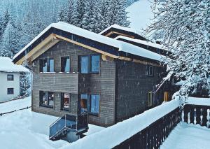 圣安东阿尔贝格Haus Pitzi的屋顶上积雪的木屋