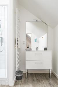 维希Grande Maison Vichy - Maison ou Appartements en Centre ville的白色的浴室设有水槽和镜子