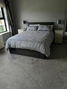 GlinClonoughter Heights的一间卧室设有一张大床和一个窗户。