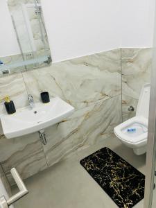 坎普朗莫道尼斯Luxury Queen的一间带水槽和卫生间的浴室