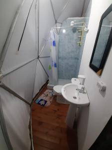 瓜塔维塔Glamping Mi Casita的一间带卫生间和水槽的小浴室