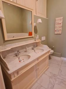 圣阿芒蒙特龙Maison Zola的一间带水槽和镜子的浴室