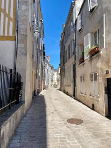 奥尔良Le repaire d'Esmeralda的建筑物之间的小巷里一条空的街道