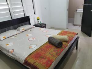 苏瓦Single Room with Shared Kitchen and Living Room的一张大床,位于带大床的西德克斯客房内