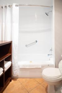 蒙克顿罗德蒙克顿酒店的白色的浴室设有卫生间和淋浴。