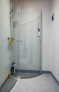 托尔斯港Marna Guesthause doubleroom nr.1的浴室里设有玻璃门淋浴