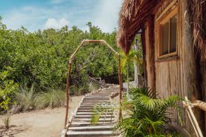 图卢姆Yaxchen Tulum Cabañas & Cenote的通往房子的楼梯
