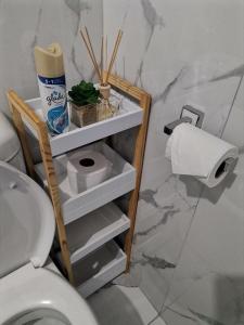 派恩敦The calm corner的浴室设有卫生间和一卷卫生纸