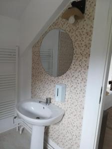 OgradenaCasa colț de rai的浴室设有水槽和墙上的镜子