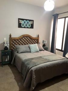 圣米格尔-德阿连德Doña Jose Suite & Apartments的一间卧室配有一张带2个床头柜的大床