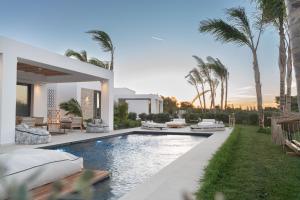 蒂加基TAF Beach Villas with Tesla的一座别墅,设有游泳池和棕榈树