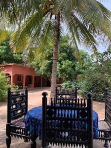 Gunjur贡纳普杰特酒店的棕榈树下桌椅
