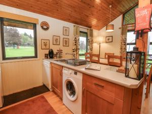 基林Firbush Lodge的房屋内的厨房,配有洗衣机和烘干机