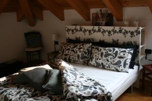 蒂拉诺Bernina Express Eco Rooms&Breakfast的客厅配有带枕头的沙发