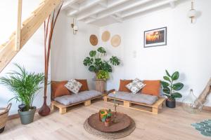 勒阿弗尔La maison bohème的带沙发和盆栽植物的客厅