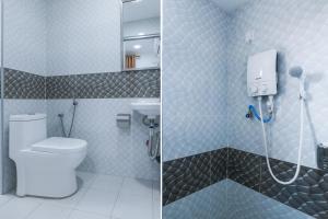 双溪大年SP Star Hotel的浴室设有卫生间和淋浴,两幅图片