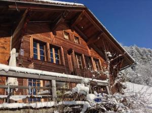 RougemontGstaad Paradise View Chalet with Jacuzzi的雪地小木屋