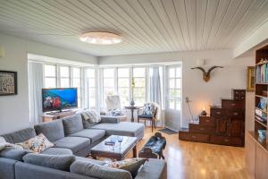 HavnsøSkortskær Bondegårdsferie的带沙发和电视的客厅