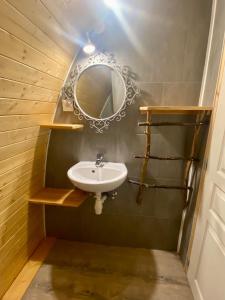 尼德布龙莱班Domaine du Heidenkopf的一间带水槽和镜子的浴室