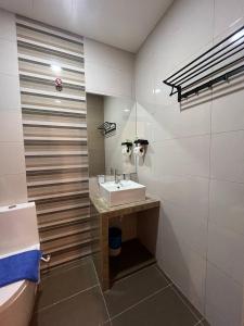 日得拉RNK BoutiQue HOTEL的一间带水槽和卫生间的浴室