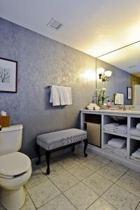 新普斯伯里锡姆斯伯里旅馆的一间带卫生间、水槽和镜子的浴室
