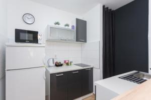 奥西耶克Apartman Lariva的小厨房配有冰箱和微波炉。
