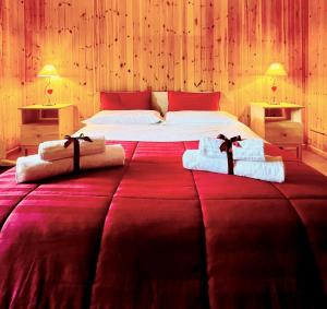 萨奥兹-杜尔克斯卡赛瓦肯萨佩隆酒店的一间卧室配有一张大床和毛巾