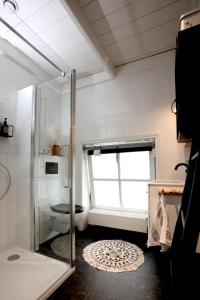 EastereinMary's Place的一间带玻璃淋浴和卫生间的浴室