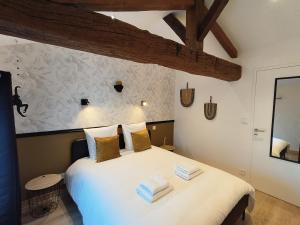 马孔Chez Emma et Louise - Maison individuelle avec stationnement的卧室配有一张带两个枕头的大白色床