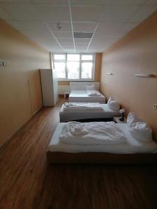 拉姆斯泰因-米森巴赫3 Bett Zimmer的带三张床和窗户的客房