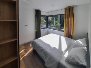克卢日-纳波卡Royal Maison Apartments的卧室配有白色的床和窗户。