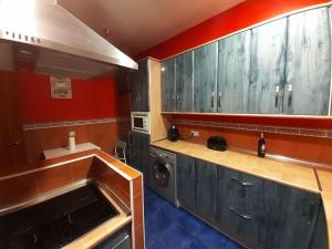 罗德里戈城Ciudad Rodrigo La Casa Azul的厨房配有水槽和洗衣机