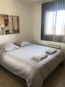 阿莱里亚Mare e Monti的一间卧室配有一张大床和两个枕头