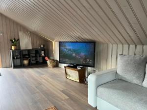 萨拉茨格里瓦Randu klēts的客厅配有平面电视和沙发。