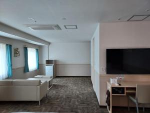 昌原市Toyoko Inn Changwon的带沙发和平面电视的客厅
