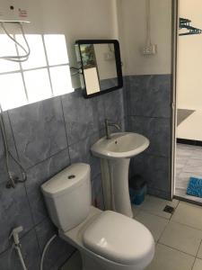 Ban Phlong Sawaidoublep的一间带卫生间、水槽和镜子的浴室