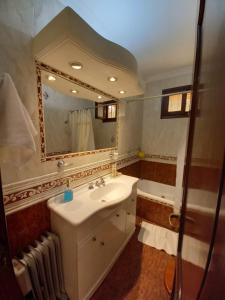 萨尔塔Casa La Linda de la Virrey的浴室配有盥洗盆、镜子和浴缸