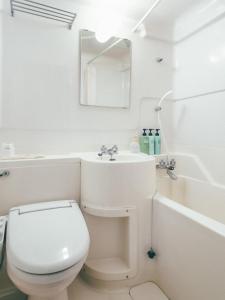 丰桥市Toyohashi Station Hotel / Vacation STAY 66965的浴室配有卫生间、盥洗盆和浴缸。