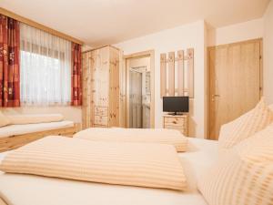 阿绍Deluxe Apartment Sonnseite的一间卧室配有两张床和电视。