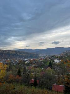 亚列姆切霍万卡酒店的享有以山脉为背景的小镇美景。