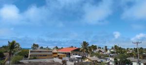 比亚米尔港Hotel Sula Sula的享有拥有房屋和棕榈树的城市美景
