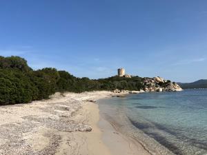 皮亚诺托利-卡尔达雷洛Chambres et tables d'hôtes Zélia & Jacques BERQUEZ的一座城堡的海滩