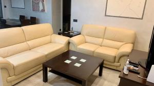 萨拉曼卡Cembe的客厅配有两张沙发和一张咖啡桌