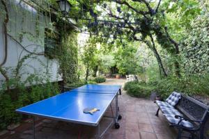 莫纳奇尔La Posada del Gato的天井中央的蓝色乒乓球桌
