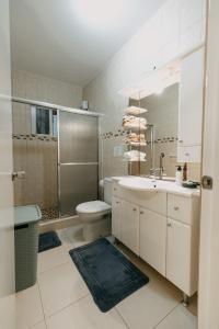 棕榈滩布巴里公寓的一间带水槽、卫生间和淋浴的浴室