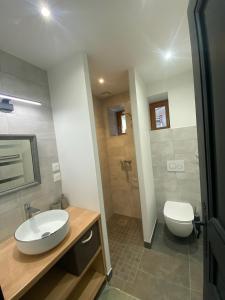 Puy-Saint-EusèbeMaison refaite à neuf en pleine nature的浴室配有白色水槽和卫生间。