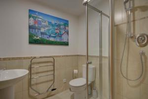 多诺赫5 Argyle Place的带淋浴、卫生间和盥洗盆的浴室